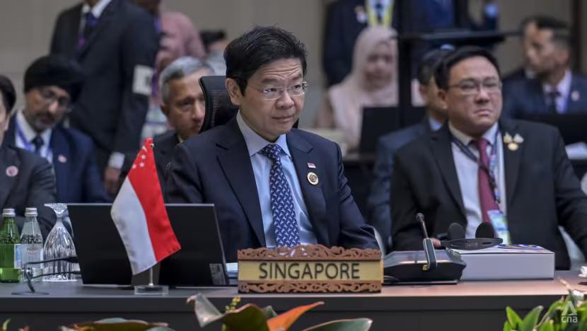 Singapore Prime Minister Lawrence Wong at the 46th ASEAN Summit. (Photo: CNA/Fadza Ishak)