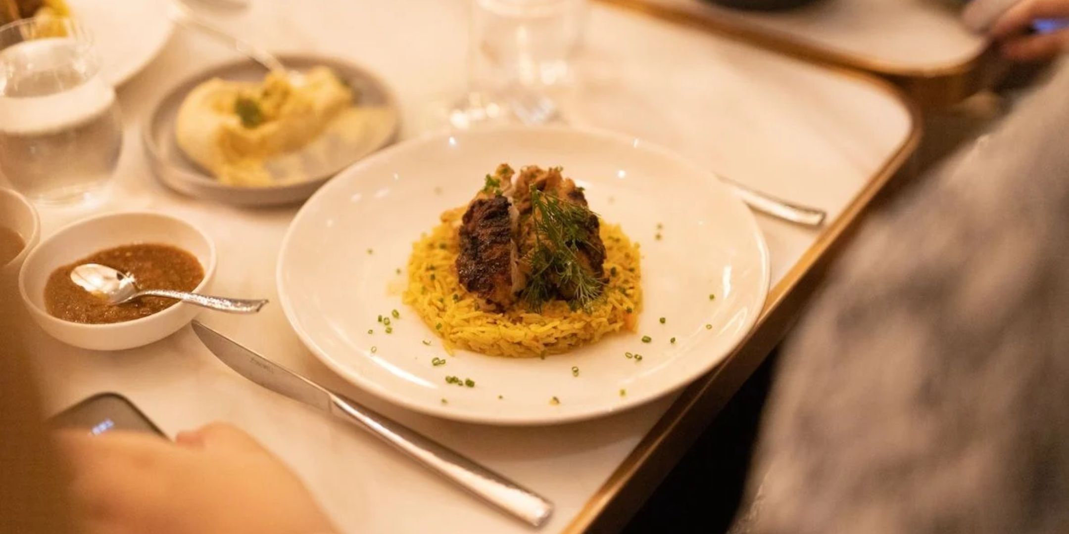 Marinated chicken served with an aromatic rice imbued with spices