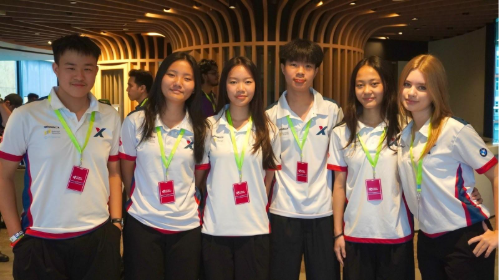 MercuriX Racing pictured together ahead of the race, united as a close-knit team whose collaboration and shared purpose underpinned their success at the STEM Racing Singapore Nationals 2025.